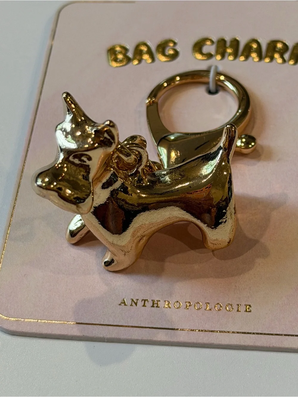 Anthropologie Metal Dog Bag Charm NEW